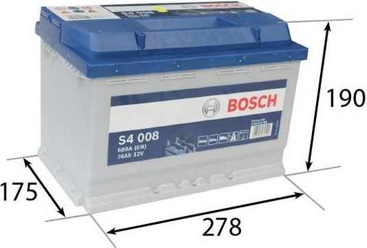 0 092 S40 080 BOSCH S4 008 S4 Batería de arranque 12V 74Ah 680A