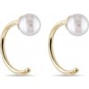 Zlaté zahnuté napichovacie náušnice s perlou KLENOTA E6049003