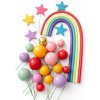 Dekoračné zápichy na tortu – Dúha, hviezdy a farebné guličky (Rainbow set)