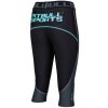 PitBull West Coast - dámské fitness 3/4 legíny COMPRESSION černo/tyrkysové S