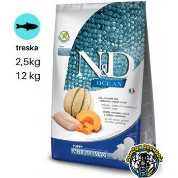 N&D Dog Ocean Pumpkin GF Puppy Medium & Maxi, Cod & Cantaloupe melon 2,5 kg