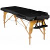 BodyFit skladacie 2-zónové drevené masážne lôžko s úložným kufrom 216x60cm - čierno-hnedá