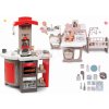 Set kuchynka skladacia elektronická Tefal Opencook Smoby červená s kávovarom a chladničkou a domček pre bábiky Baby Nurse trojkrídlový