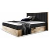 Wilsondo Čalúnená boxspring manželská posteľ s úložným priestorom WOOD 4 - čierna Kronos Rozmer: 180x200
