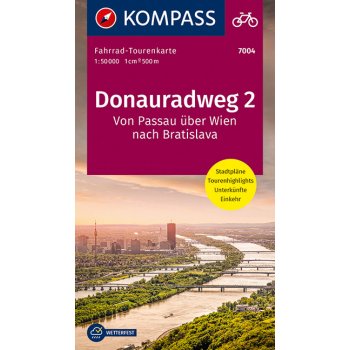 Fahrrad-Tourenkarte Donauradweg 2, Von Passau über Wien nach Bratislava