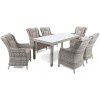 Ratanea Záhradná jedálenská súprava KINGSTON 180 svetlo-sivá + svetlé podušky