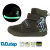 D.D.Step Zimné kožené topánky W078 fosforeskujúce dino - khaki Veľkosť-obuvi: 27