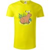 Kapybara a vtáčik - Tričko z organickej bavlny - XL ( Citrónová )