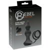 Rebel RC Butt Plug with Cock & Ball Rings Black