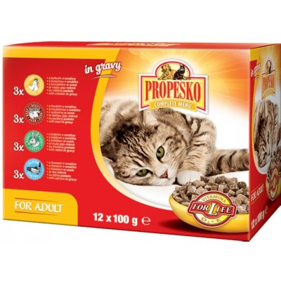 Propesko Cat kura & hovädzie & králik & losos 12 x 100 g