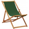 vidaXL Skladacie plážové kreslo, eukalyptové drevo a látka, zelené