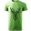 Jeleň kresba - Klasické pánske tričko vyššej gramáže - M ( Trávová zelená )