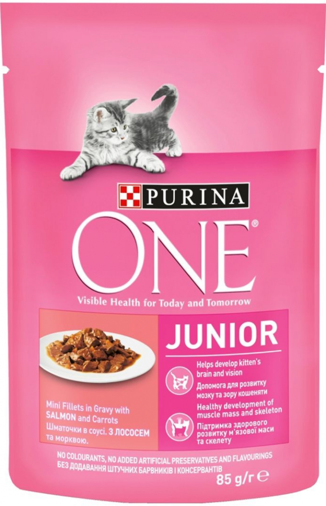 Purina ONE Junior mini filetky losos s mrkví 85 g