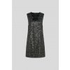 ŠATY KARL LAGERFELD EMBELLISHED TWEED BOW DRESS HERRINGBONE SEQUINS