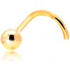 Šperky eshop - Zlatý 14K zahnutý piercing do nosa - lesklá hladká gulička S2GG206.15