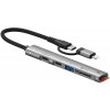 AppleKing 5v1 adaptér USB-C / Lightning / 2x USB-C / USB-A / čítačka SD a TF pre iPhone / iPad / MacBook - strieborný - možnosť vrátiť tovar ZADARMO do 30tich dní