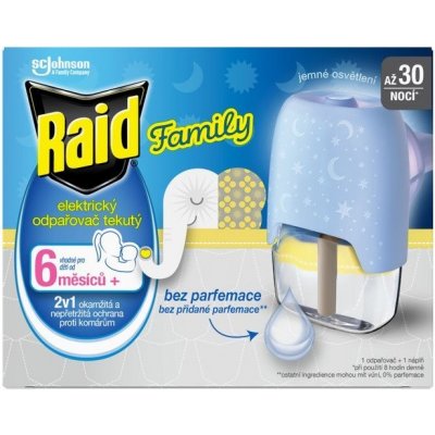 Raid Family elektrický odparovač s tekutou náplňou proti komárom 30 nocí 21 ml