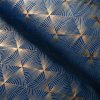 Zamatová látka Isabela IBL-011 Rose Gold trojuholníky na kráľovsky modrom - šírka 280 cm