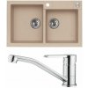Alveus SET A531 Beige 55 / Chróm SETA531 - Drez Granitový Rock 90 - 780x480mm, vanička 340x400x180mm, 340x350x180mm, Beige 55 + bateria Ruta, C