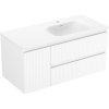 Mexen Rivel kúpeľňová skrinka 100 cm s umývadlom Vela pravá, 2S, 1D, ryhovaná, biela mat - 91A23-10047-3-BBFFF01-W23P01