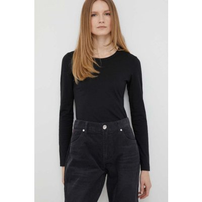 Calvin Klein Bavlnené tričko s dlhým rukávom čierna