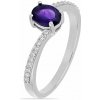 Nefertitis Prsteň strieborný s africkým ametystom a zirkónmi Ag 925 017195 AFAM - 57 mm (US 8), 1,8 g