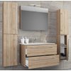 VCM VCM 5-dielna umývadlová skrinka Badinos 2 zásuvky 80 cm so zrkadlom a 2 vysoké skrinky, dub Sonoma
