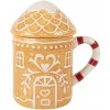 Clayre & Eef Keramický hrnček perníková chalúpka s viečkom - 13 * 10 * 15 cm / 350 ml - Clayre & Eef