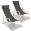 Yakimz Deckchair Beach Lounger Relaxing Lounger Self-Assembly Drevené plážové kreslo Skladacie sivé s madlami 2 kusy