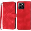 Peňaženkové kožené puzdro Line na Honor 70 Lite - Červená