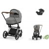 Cybex Platinum CYBEX e-Priam Conscious Collection Travel Set + Aton B2 i-Size pearl grey 2022 chrome with brown details