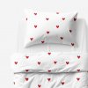 Goldea detské bavlnené obliečky - červené srdiečka na bielom 140 x 200 a 70 x 90 cm