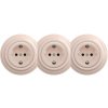 Kliklap - trojitá retro domová zásuvka s rámčekom SCHUKO 230V staroružová KA0121+2xKA0120+3xKA0143 + záruka 3 roky zadarmo