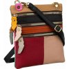Dámska crossbody kožená kabelka Cavaldi 1718-SKL (Malá pestrofarebná kožená kabelka cez rameno z patchworkovým vzorom a nastaviteľným popruhom)