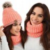 Fashionweek Dámsky zimný set čiapka a nákrčník s brmbolcom S2476 Farba: marhuľová, Veľkosť: Universal