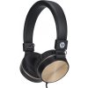 HP DHH-1206 Black slúchadlá s mikrofónom, drôtová, čierno-zlatá, klasická typ 3,5mm jack