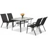 Kovový záhradný nábytok Modena pre 4 osoby s malým stolíkom Garden Point čierny