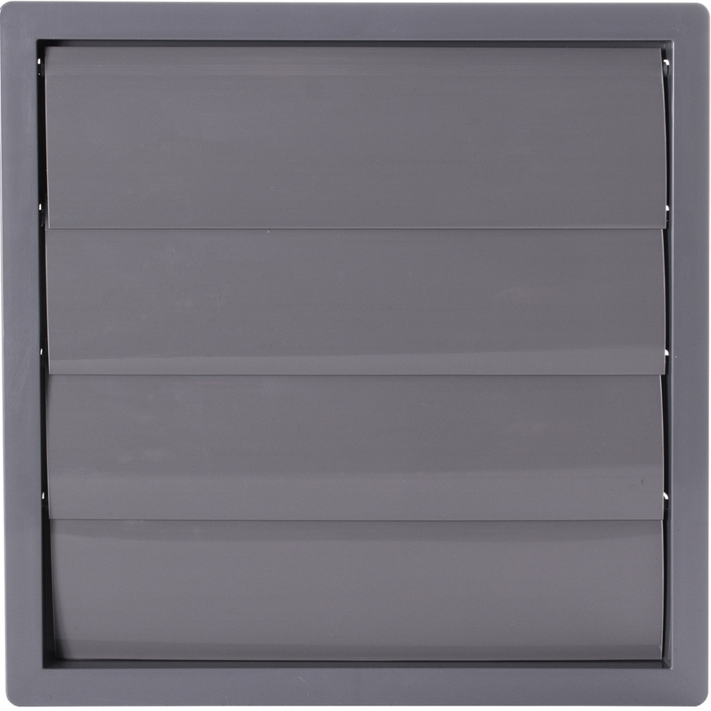 Dalap Plastová vetracia mriežka s prírubou a samotiažnou žalúziou, 360x360 mm / Ø 315 mm, sivá