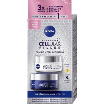 Nivea Hyaluron Cellular Filler SPF15 denný pleťový krém SPF15 50 ml + nočný pleťový krém 50 ml darčeková sada