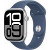 Apple Watch Series 10 GPS, 42mm stříbrné hliníkové pouzdro s džínovým sportovním páskem – velikost M/L