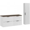 Comad Kúpeľňová zostava Casad s doskou, umývadlom a skrinkami 120 cm biela/dub santafe vintage