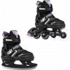 Raven Helixi Black/Violet detské kolieskové korčule 2v1 - svietiace kolieska LED - EU 38-42, dámský (se zoubky)