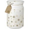 Emocio Vonná sviečka v skle Magic Snowing 93×142 mm so skleneným viečkom - bielo-zlatá