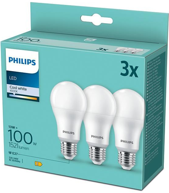 Philips LED 14W/100W 1521lm A67 E27 4000K CW FR ND 3-set