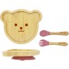 Malý Ježko Bambusový jedálenský set s prísavkou - Medvedík - rôzné farby Farba: Old Rose