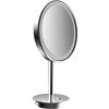 Emco Cosmetic mirrors Pure LED - Stojace okrúhle LED-holiace a kozmetické zrkadlo s osvetleným dotykovým senzorom a skrutkovicový kábel, 3 násobné zväčšovanie, chróm 109406009