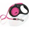 Vodítko FLEXI Neon New S opasok 5m/15kg čierna/ružová