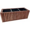 Drevený záhradný kvetináč na terasu, balkón, plastová vložka 3x18 l