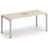 Rokovací stôl PRIMO SQUARE, 180x80 cm, breza + stolová zásuvka TYP II, strieborná
