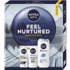 NIVEA MEN Vianočná kazeta feel nurtured Nivea Men Sensitive SPF 30 denný krém 50 ml+Nivea Men Sensitive čistiaci gél 100 ml+Nivea Men Sensitive sprchový gél 3 v 1 na telo, tvár a vlasy 250 ml darčekov